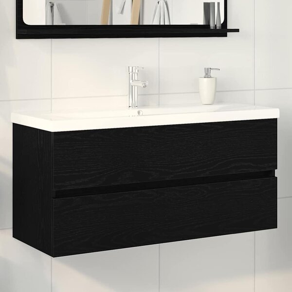 VidaXL Fürdőszobai mosdószekrény Fekete tölgy 100 x 39 x 62 cm