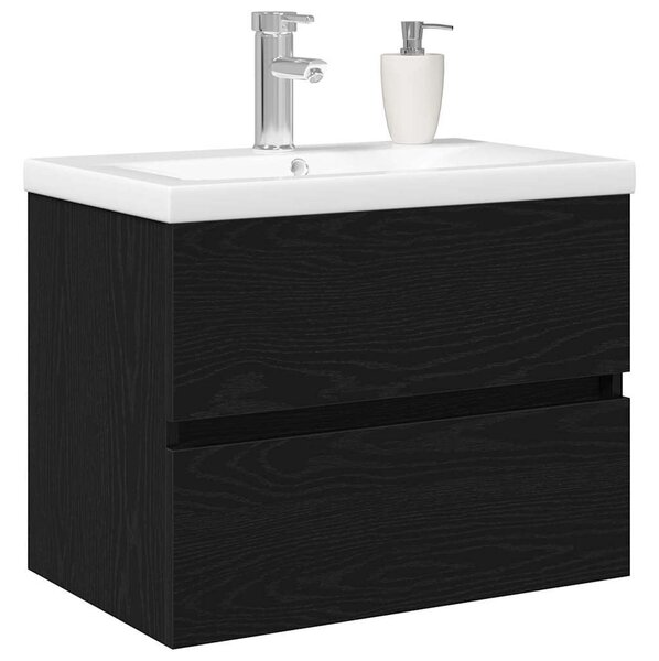 VidaXL Fürdőszobai mosdószekrény Fekete tölgy 60 x 39 x 62 cm