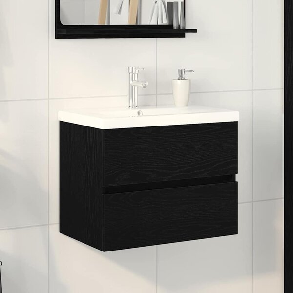 VidaXL Fürdőszobai mosdószekrény Fekete tölgy 60 x 39 x 62 cm