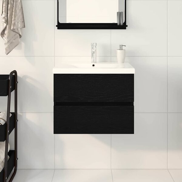 VidaXL Fürdőszobai mosdószekrény Fekete tölgy 60 x 39 x 62 cm