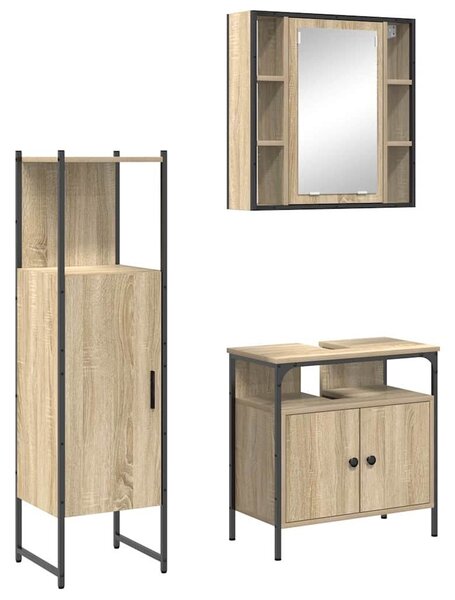 VidaXL Fürdőszoba bútor szett 3 db Barna 33 x 33 x 120,5 cm Szerelt fa
