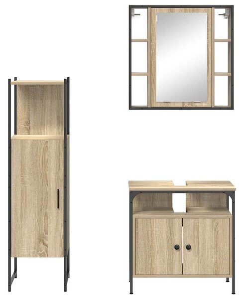 VidaXL Fürdőszoba bútor szett 3 db Barna 33 x 33 x 120,5 cm Szerelt fa