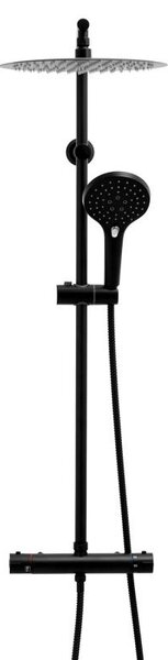 Erga Bergen, zuhanyszett termosztátos keverőcsappal és esőztető zuhannyal 30 cm, matt fekete, ERG-YKA-BP.BERGEN THERM 30 BLK