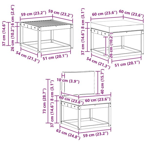 VidaXL Kültéri kanapé szett párnával 6 pcs Fehér és Antracitszürke