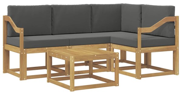 VidaXL Kültéri kanapé szett párnával 5 pcs Fehér és Antracitszürke