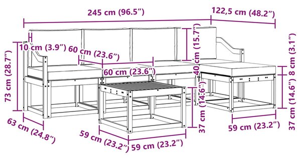 VidaXL Kültéri kanapé szett párnával 6 pcs Fehér és Antracitszürke