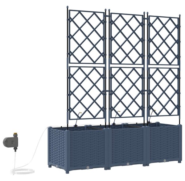VidaXL Kerti cserép 3 db Szürke 120 x 40 x 142 cm PP