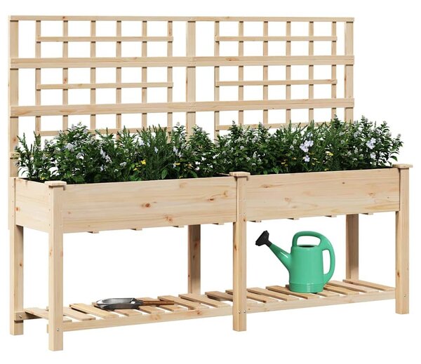 VidaXL Kerti cserép polcokkal Bézs 203.5 x 54 x 152.5 cm Tömör fenyőfa