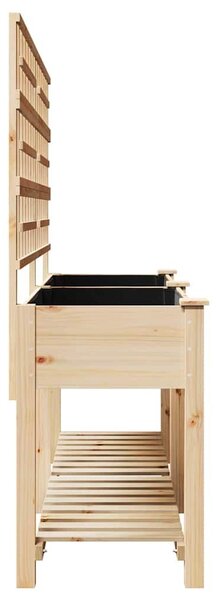 VidaXL Kerti cserép polcokkal Bézs 203.5 x 54 x 152.5 cm Tömör fenyőfa