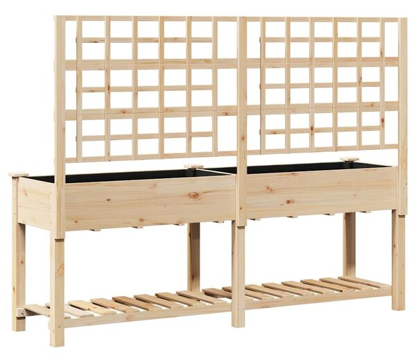VidaXL Kerti cserép polcokkal Bézs 203.5 x 54 x 152.5 cm Tömör fenyőfa