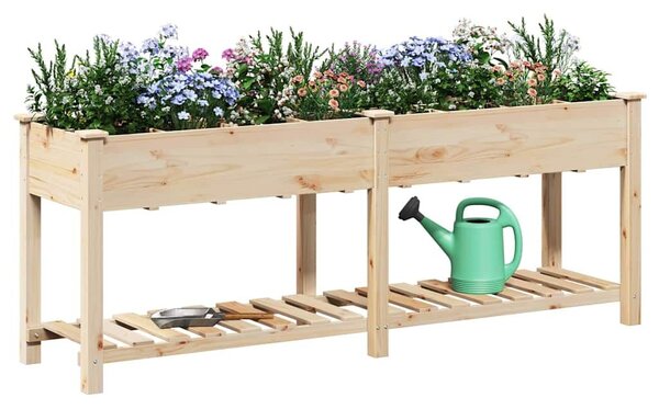 VidaXL Kerti cserép polcokkal Bézs 203.5 x 53 x 76.5 cm Tömör fenyőfa