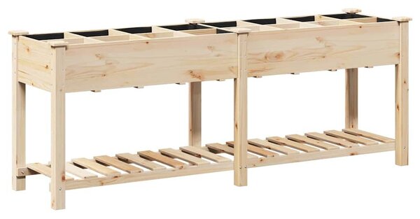 VidaXL Kerti cserép polcokkal Bézs 203.5 x 53 x 76.5 cm Tömör fenyőfa