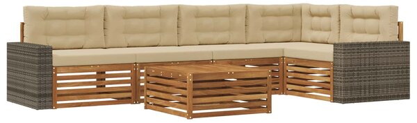 VidaXL Kültéri kanapé szett 6 pcs Természetes és bézs 79 x 79 x 37 cm