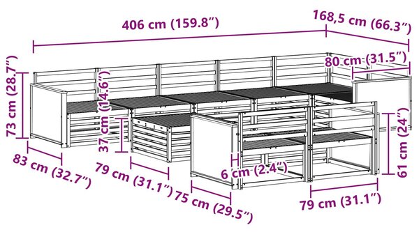VidaXL Kültéri kanapé szett 9 pcs