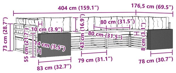 VidaXL Kültéri kanapé szett 7 pcs Természetes és Világosszürke