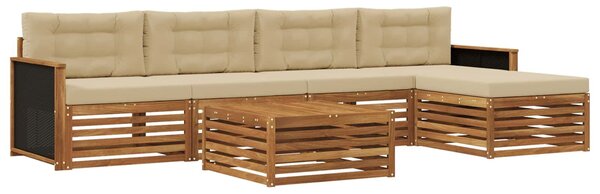 VidaXL Kültéri kanapé szett 6 pcs Természetes és bézs 79 x 79 x 37 cm