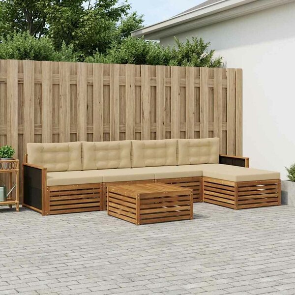 VidaXL Kültéri kanapé szett 6 pcs Természetes és bézs 79 x 79 x 37 cm