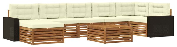 VidaXL Kültéri kanapé szett párnával 8 pcs Természetes és krémszínű