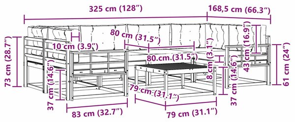 VidaXL Kültéri kanapé szett párnával 5 pcs Fehér és Krém színű