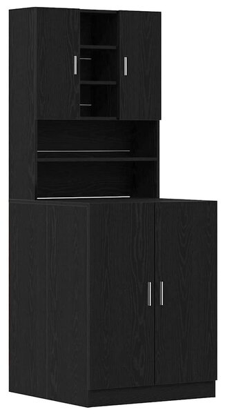 VidaXL Mosógép Szekrény 2 db Fekete Tölgy 70,5 x 71,5 x 181,5 cm