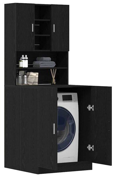 VidaXL Mosógép Szekrény 2 db Fekete Tölgy 70,5 x 71,5 x 181,5 cm