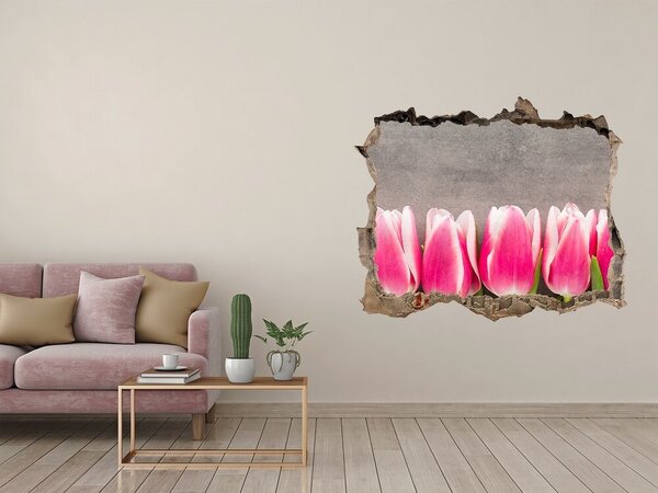 Fali matrica lyuk a falban Rózsaszín tulipánok