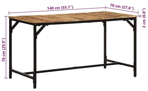VidaXL tömör nyers mangófa étkezőasztal 140 x 70 x 75 cm