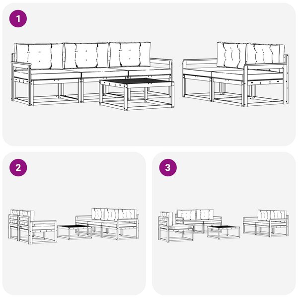 VidaXL Kültéri kanapé szett párnával 6 pcs Fehér és Antracitszürke