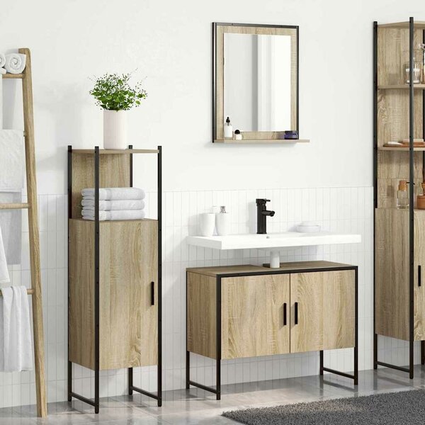 VidaXL Fürdőszoba bútor szett 3 db Barna 33 x 33 x 120,5 cm Szerelt fa