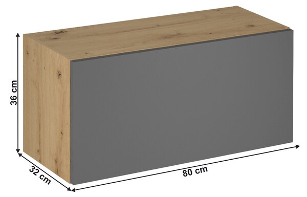 KONDELA Felső szekrény, artisan tölgy/szürke matt, LANGEN G80K
