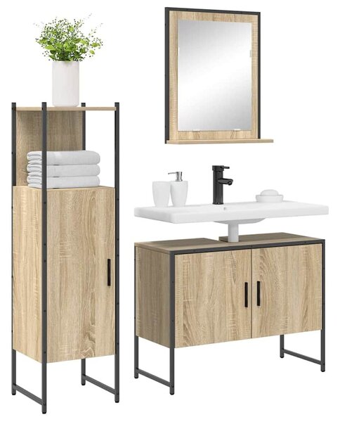 VidaXL Fürdőszoba bútor szett 3 db Barna 33 x 33 x 120,5 cm Szerelt fa
