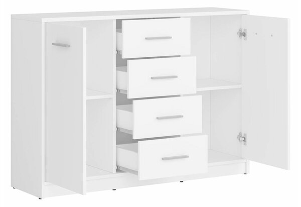 Komód Novsore 118, Laminált forgácslap, 84x119x34cm, Fehér