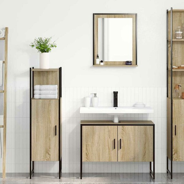 VidaXL Fürdőszoba bútor szett 3 db Barna 33 x 33 x 120,5 cm Szerelt fa