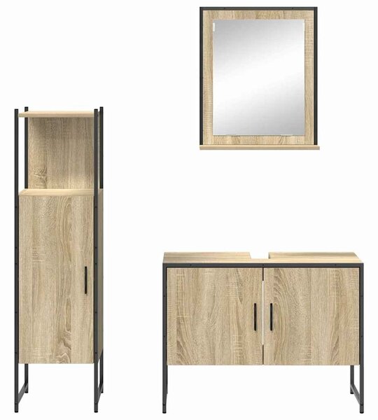 VidaXL Fürdőszoba bútor szett 3 db Barna 33 x 33 x 120,5 cm Szerelt fa