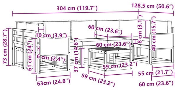VidaXL Kültéri kanapé szett párnával 6 pcs Természetes és krémszínű