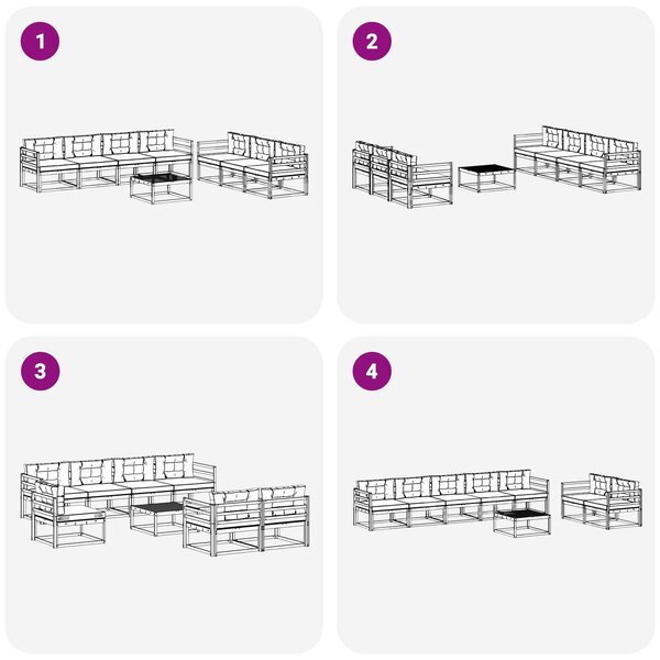 Kültéri kanapé szett 8 pcs Természetes és Világosszürke