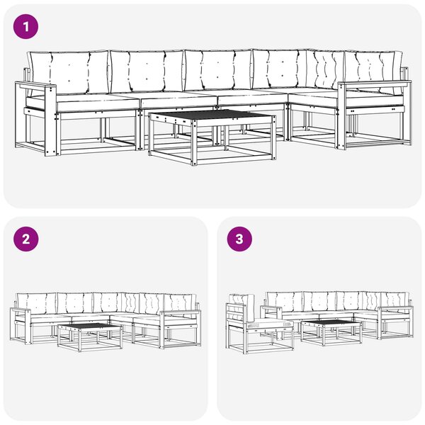 VidaXL Kültéri kanapé szett 6 pcs Fehér és Bézs 79 x 79 x 37 cm
