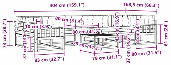 VidaXL Kültéri kanapé szett párnával 6 pcs Fehér és Világosszürke
