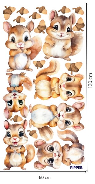 PIPPER. Textil falmatrica "Mókusok"