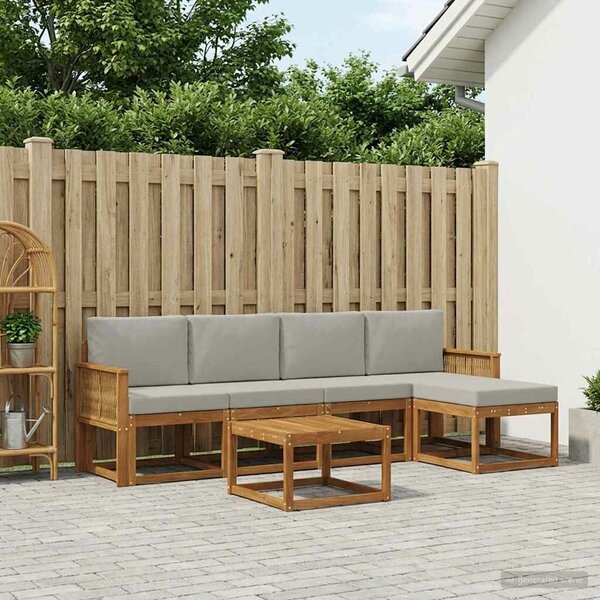VidaXL Kültéri kanapé szett 6 pcs Természetes és Világosszürke