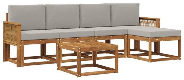 VidaXL Kültéri kanapé szett 6 pcs Természetes és Világosszürke