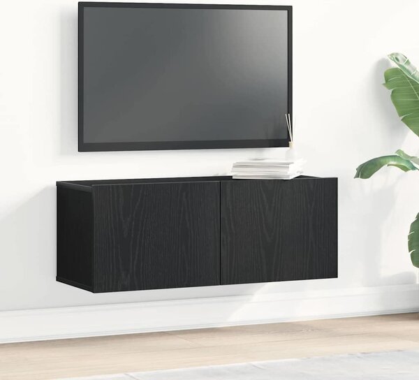 VidaXL TV szekrény 2 db Fekete tölgy Szerelt Fa