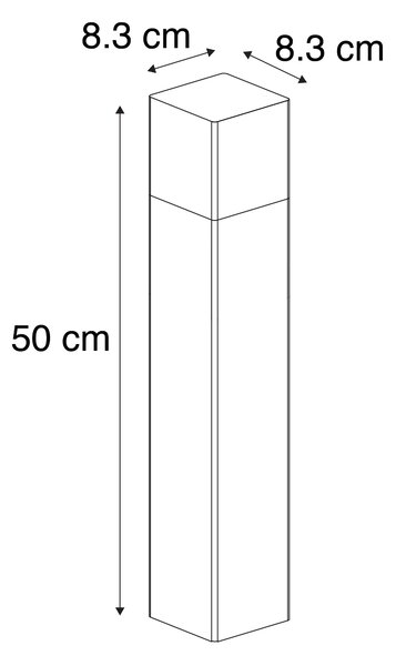 Kertállólámpa fekete 50 cm IP44 füstüveggel - Denmark