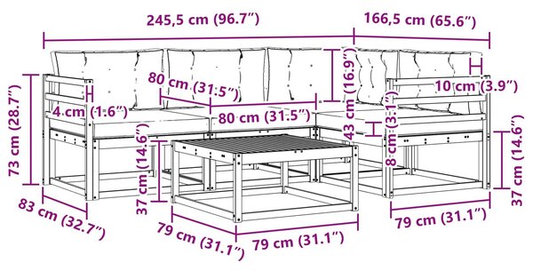 VidaXL Kültéri kanapé szett 5 pcs Fehér és Antracitszürke