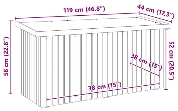VidaXL Kerti Tároló Doboz tárolóval Barna 119 x 44 x 58.5 cm