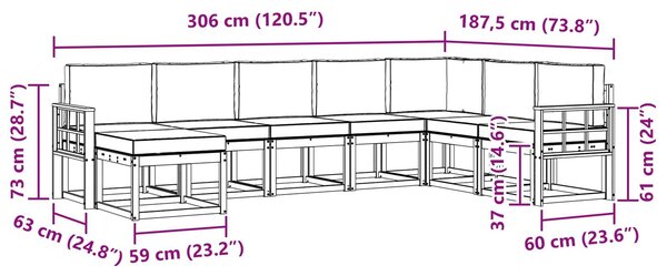 VidaXL Kültéri kanapé szett párnával 8 pcs Fehér és Világosszürke