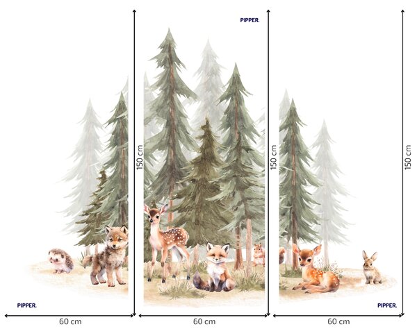 PIPPER. Textil falmatrica "Erdő állatokkal 3" Méret: 72x60cm