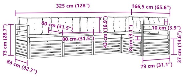 VidaXL Kültéri kanapé szett 5 db Fehér és Világosszürke Poliészter