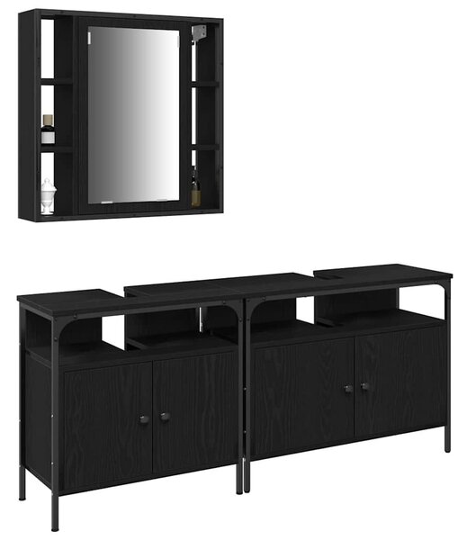 VidaXL Fürdőszobai Mosdószekrények 3 db Fekete 80 x 30 x 60 cm