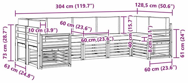 VidaXL Szegmentált kanapé szett 7 pcs Fehér és Világosszürke